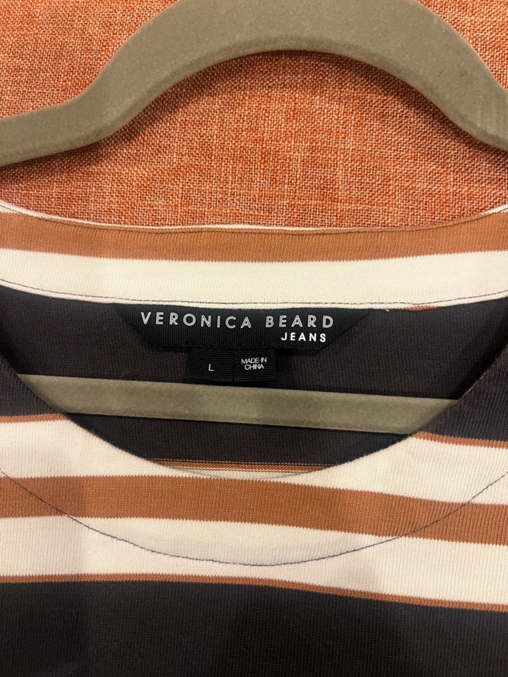 Veronica Beard Striped Layered Top Gold Button Shoulder Detail Size L - Picture 2 of 4